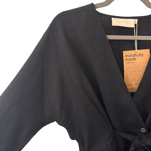 NWT Reistor Power Moves Shirt 100% Hemp Sustainable Lagenlook Black Top Size S - Picture 6 of 10